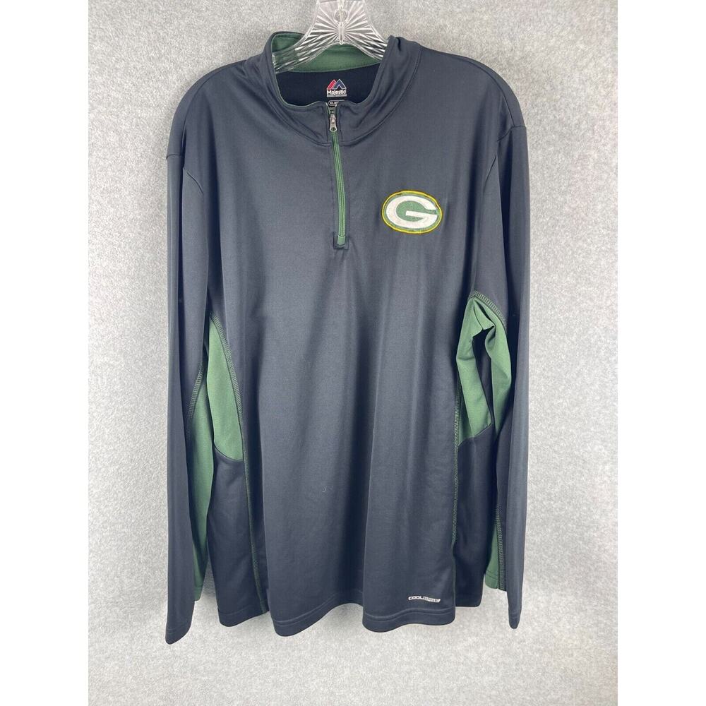 Majestic Green Bay Packers 1/4 Zip Shirt Men's Size XL Black NFL Football Jacket